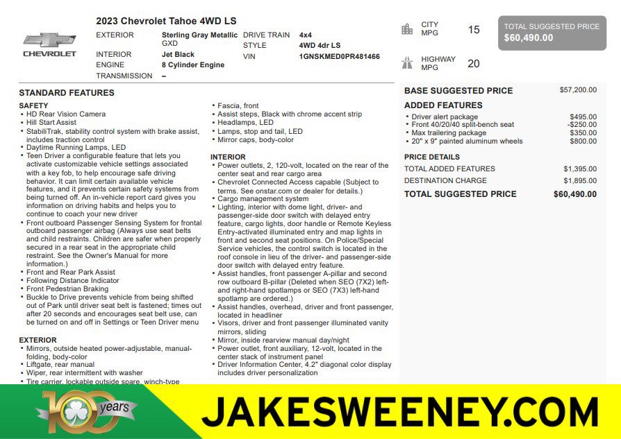 Used 2023 Chevrolet Tahoe LS w/ Driver Alert Package