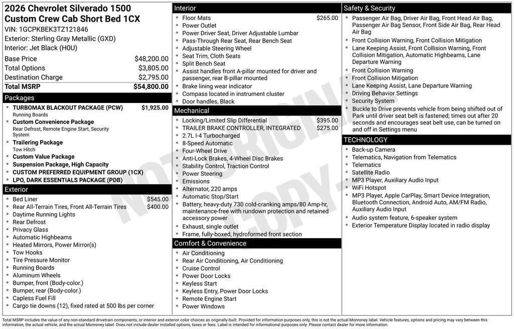 Certified 2026 Chevrolet Silverado 1500 Custom w/ Turbomax Blackout Package AWD/4WD image 11
