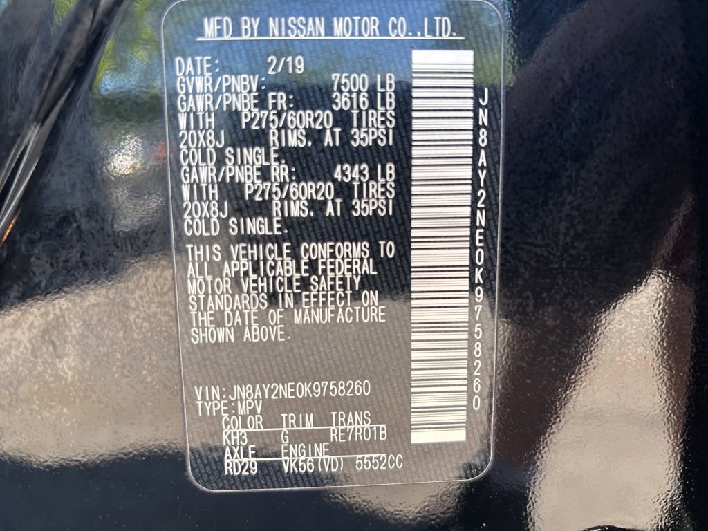 Used 2019 Nissan Armada Platinum w/ Captain's Chairs Package AWD/4WD image 12