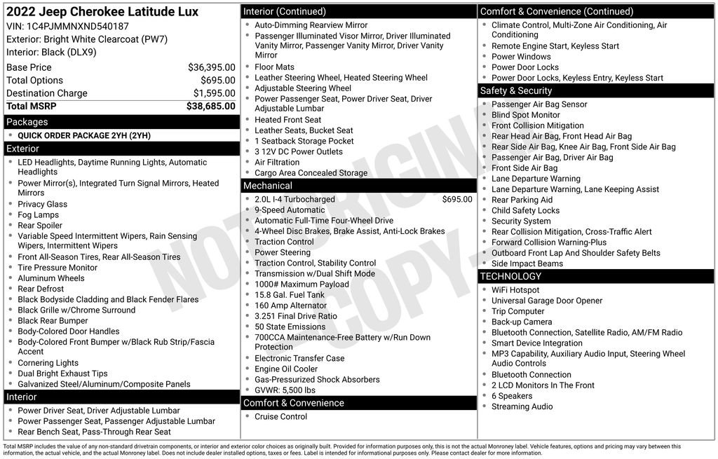 Used 2022 Jeep Cherokee Latitude Lux AWD/4WD image 7