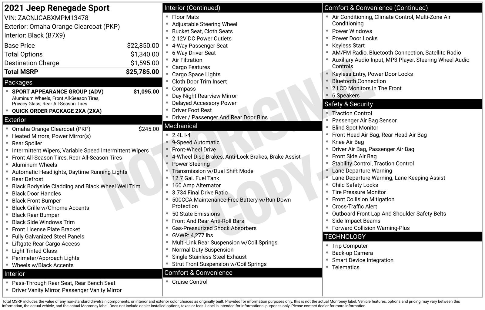 Used 2021 Jeep Renegade Sport w/ Sport Appearance Group FWD image 37