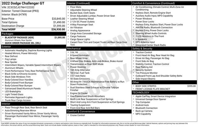 Used 2022 Dodge Challenger GT w/ Blacktop Package RWD image 19