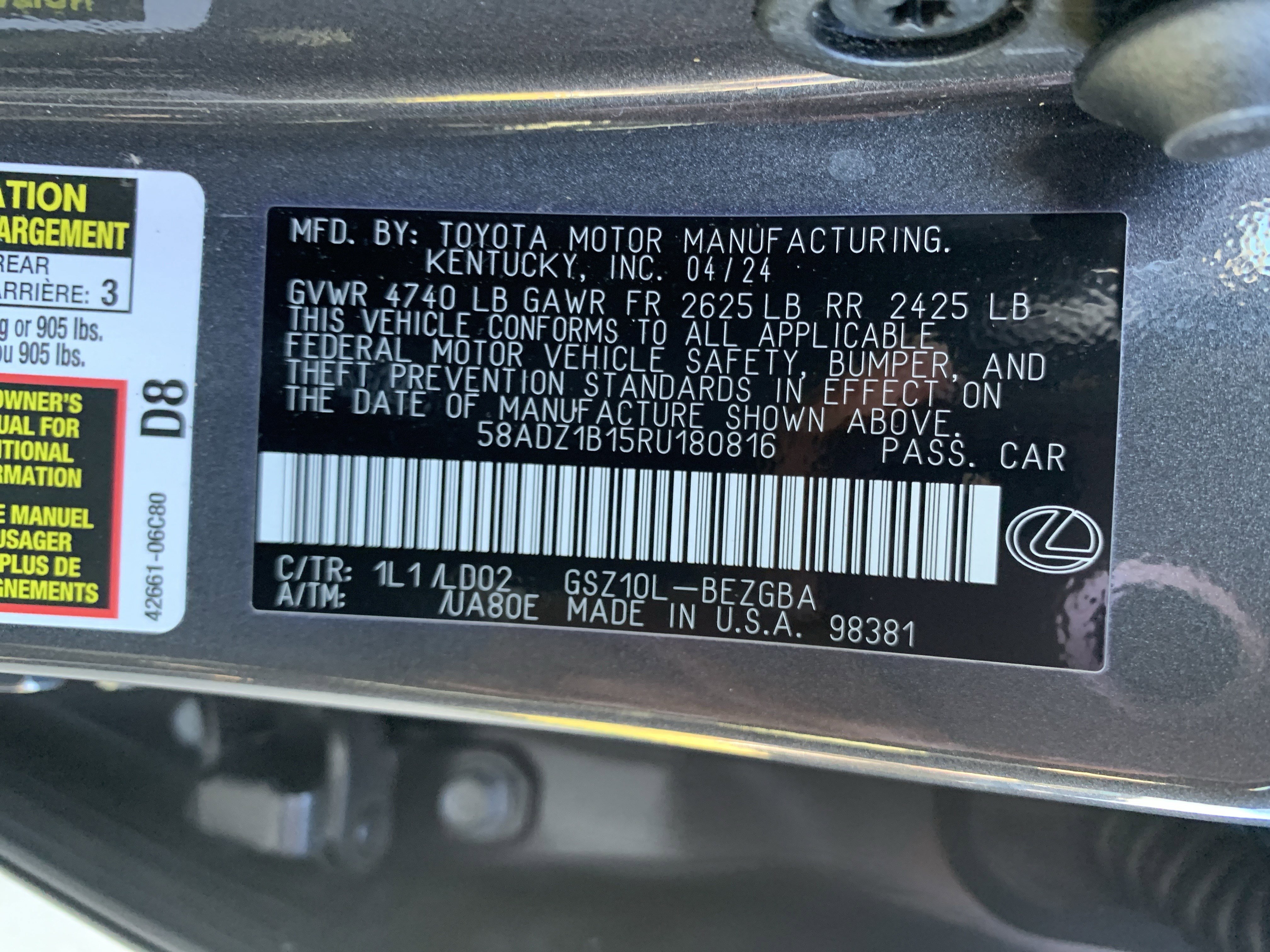 Certified 2024 Lexus ES 350 w/ Premium Package image 36