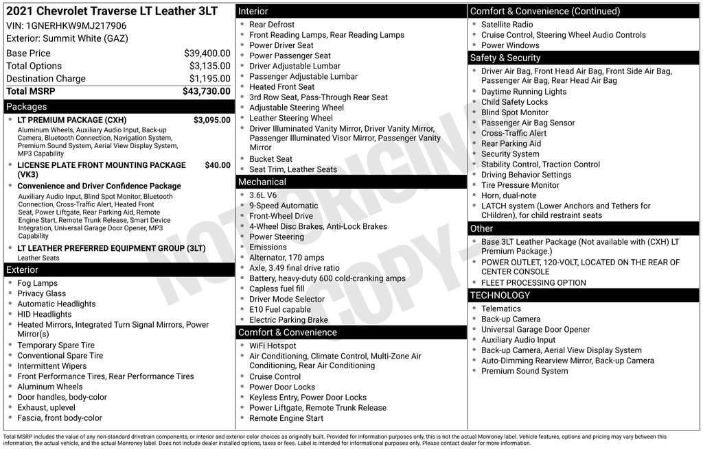 Used 2021 Chevrolet Traverse LT w/ LT Premium Package FWD image 28
