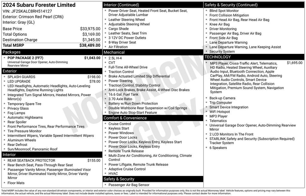 Certified 2024 Subaru Forester Limited w/ Pop Package 2 AWD/4WD image 3