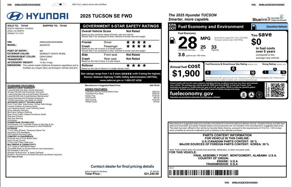 Certified 2025 Hyundai Tucson SE image 3