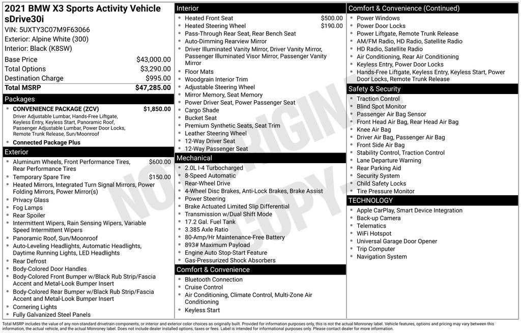 Used 2021 BMW X3 sDrive30i w/ Convenience Package image 8
