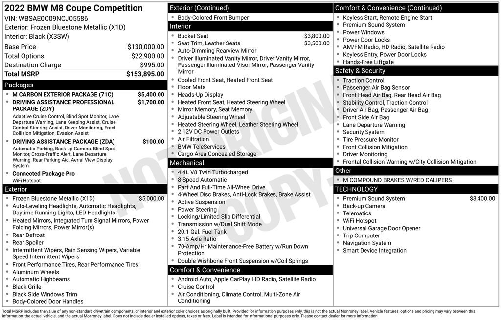 Used 2022 BMW M8 Competition w/ M Carbon Exterior Package AWD/4WD image 39