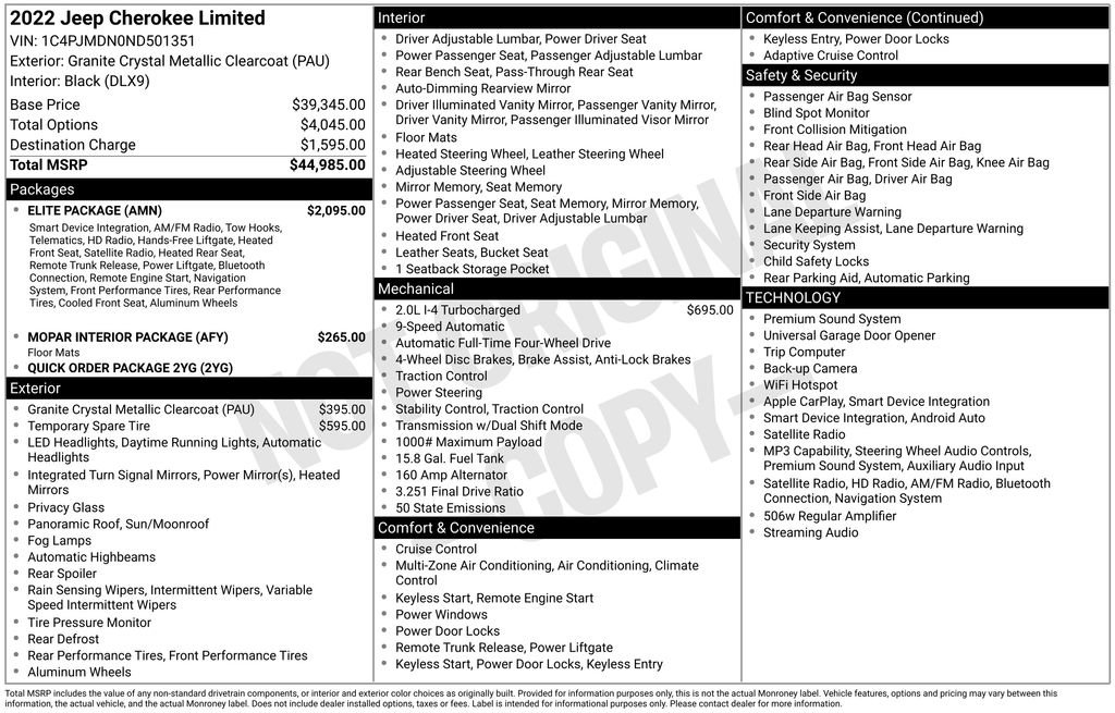 Used 2022 Jeep Cherokee Limited w/ Elite Package image 6