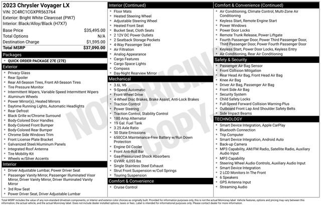 Used 2023 Chrysler Voyager LX FWD image 32