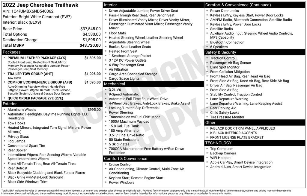 Used 2022 Jeep Cherokee Trailhawk w/ Premium Leather Package image 41