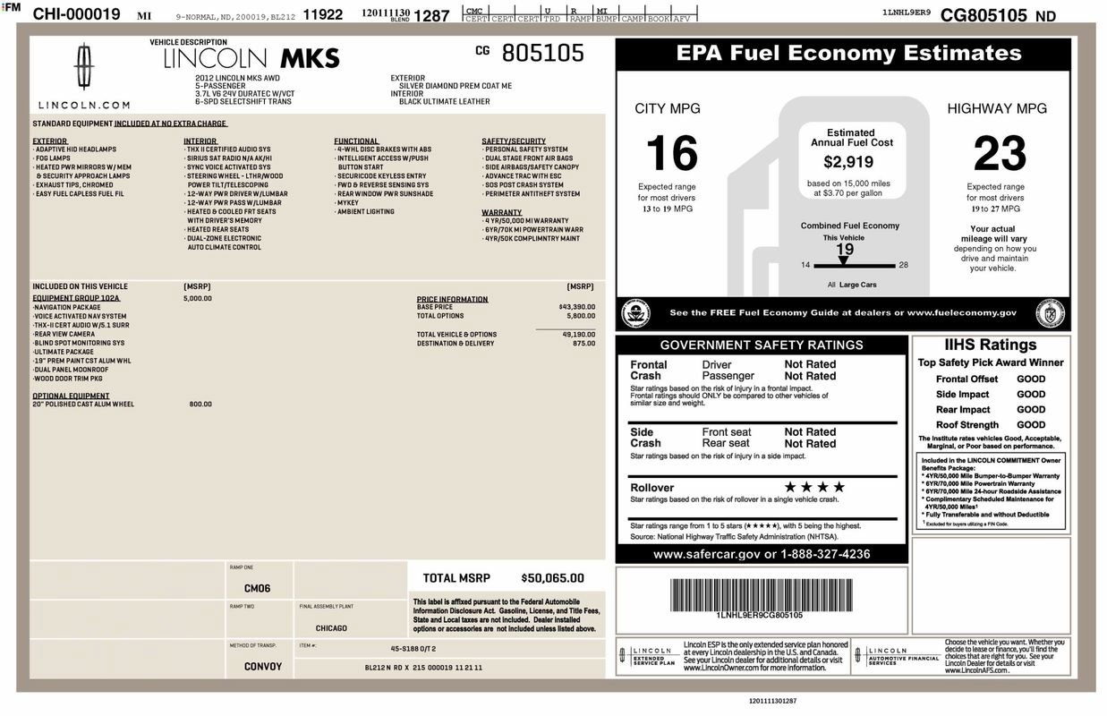 Used 2012 Lincoln MKS AWD image 51