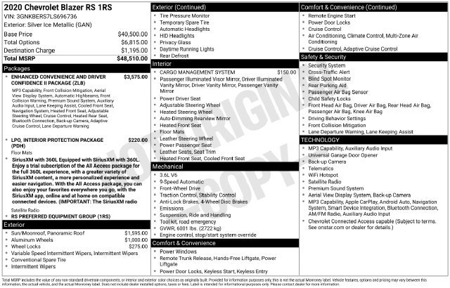 Certified 2020 Chevrolet Blazer RS FWD image 4