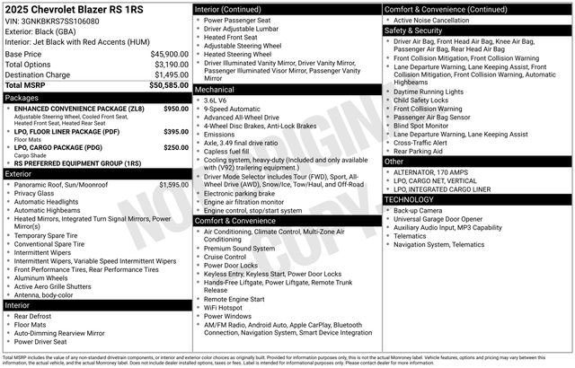 Used 2025 Chevrolet Blazer RS w/ Enhanced Convenience Package AWD/4WD image 5