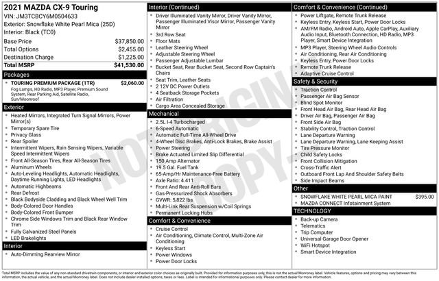 Used 2021 MAZDA CX-9 Touring w/ Touring Premium Package image 6