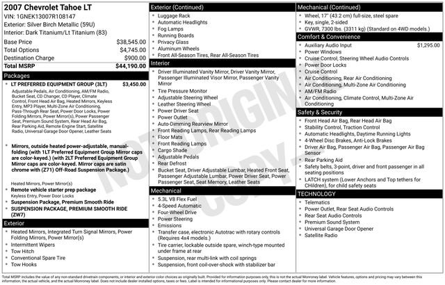 Used 2007 Chevrolet Tahoe LT w/ LT Preferred Equipment Group image 10