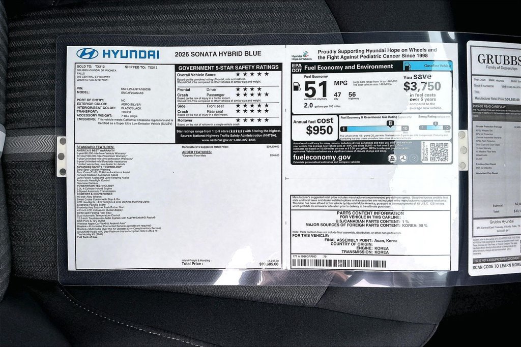 New 2026 Hyundai Sonata Blue FWD image 30