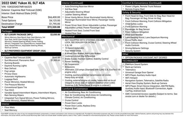 Used 2022 GMC Yukon XL SLT w/ SLT Luxury Package AWD/4WD image 44