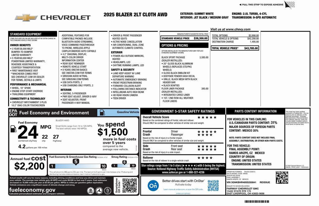 New 2025 Chevrolet Blazer LT w/ LPO, Black Sport Package image 4