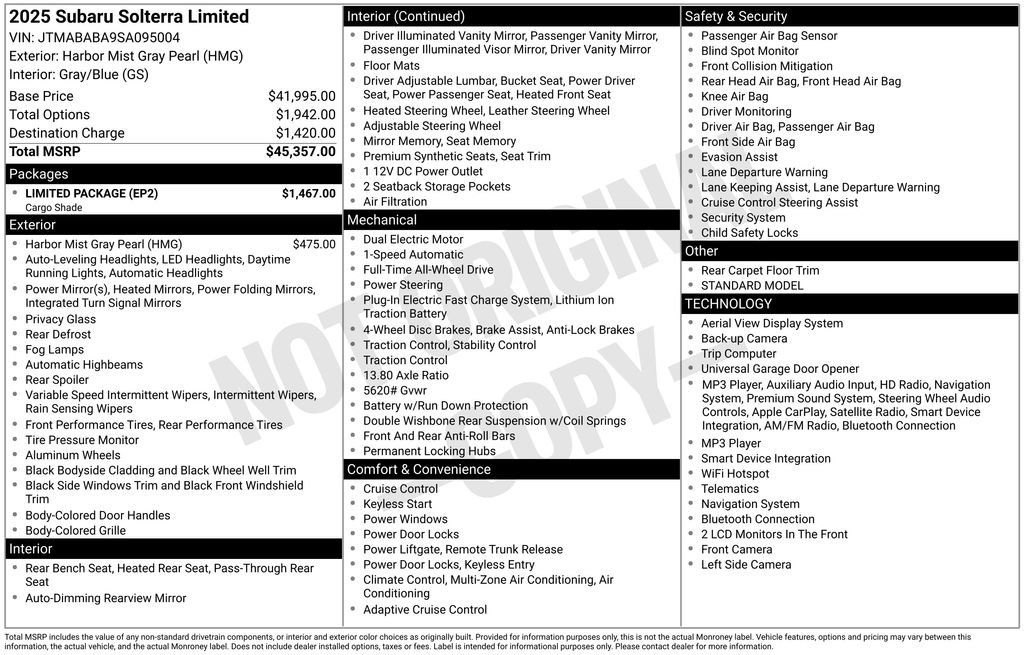 Certified 2025 Subaru Solterra w/ Limited Package AWD/4WD image 7