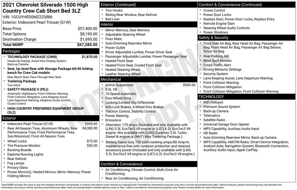 Certified 2021 Chevrolet Silverado 1500 High Country w/ Technology Package AWD/4WD image 53