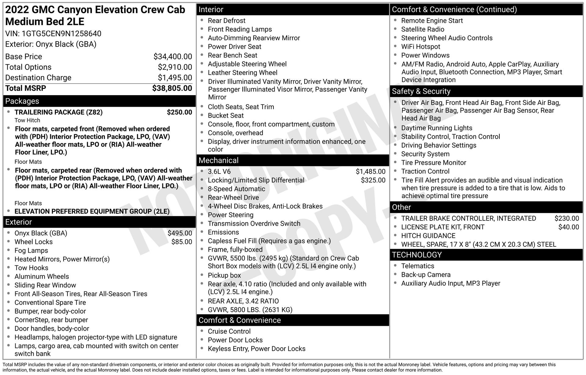 Used 2022 GMC Canyon Elevation w/ Trailering Package RWD image 34