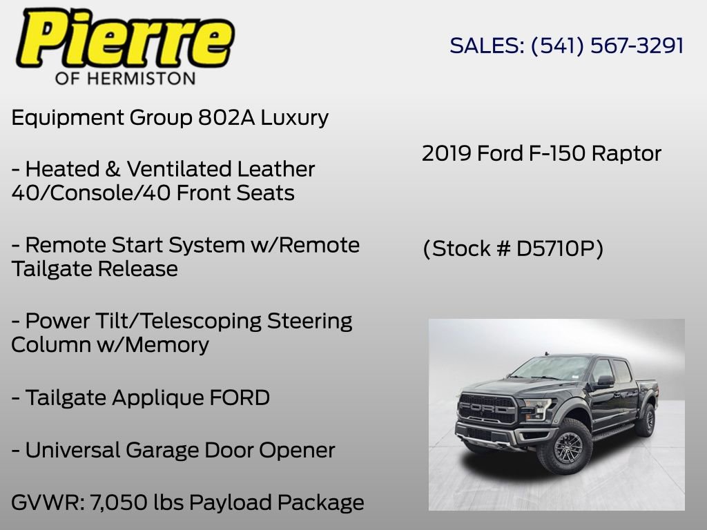 Used 2019 Ford F150 Raptor w/ Equipment Group 802A Luxury AWD/4WD image 30