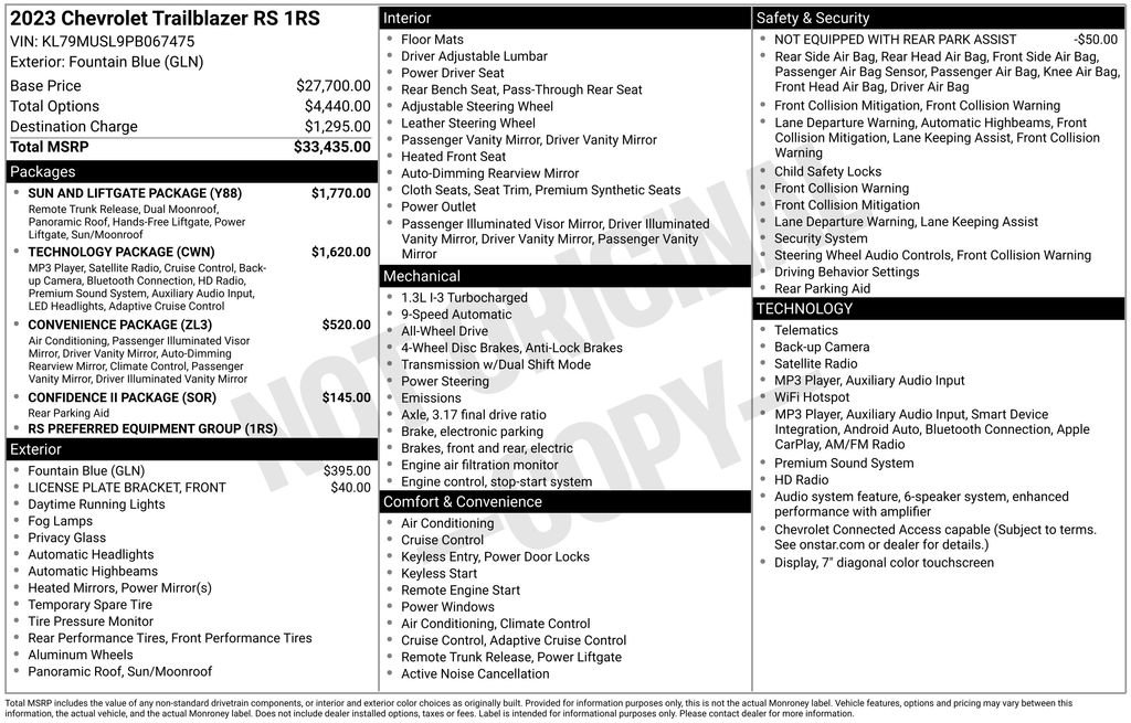 Used 2023 Chevrolet TrailBlazer RS w/ Sun and Liftgate Package AWD/4WD image 21
