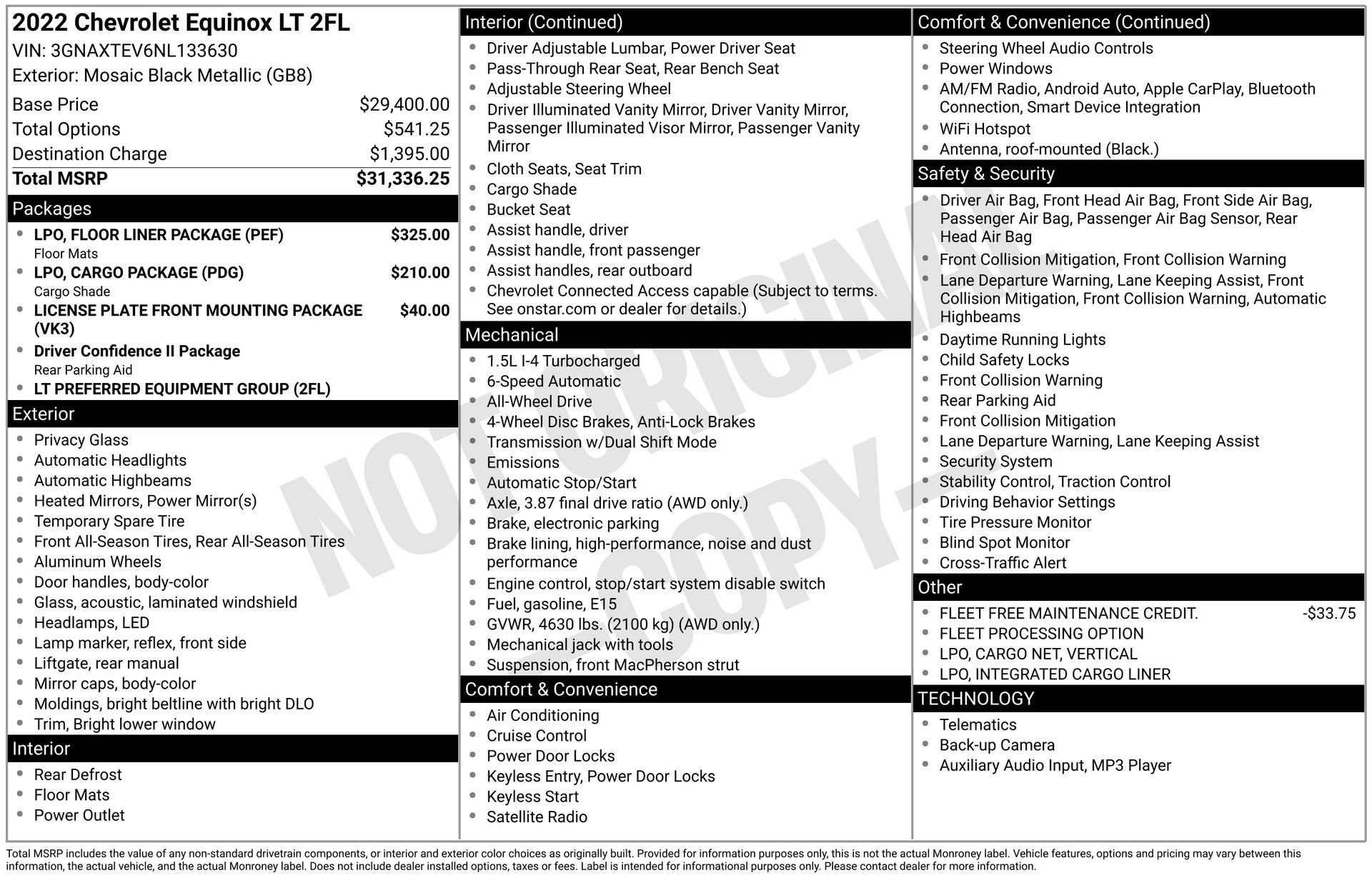 Certified 2022 Chevrolet Equinox LT w/ LPO, Floor Liner Package image 4