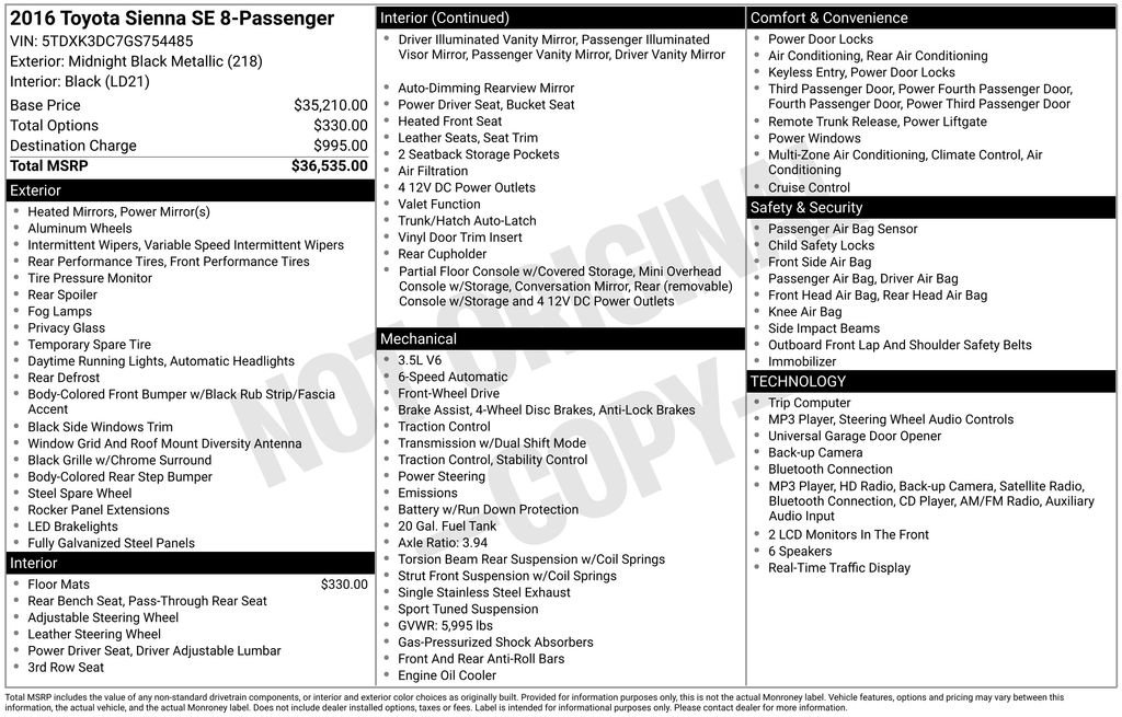 Used 2016 Toyota Sienna SE FWD image 35
