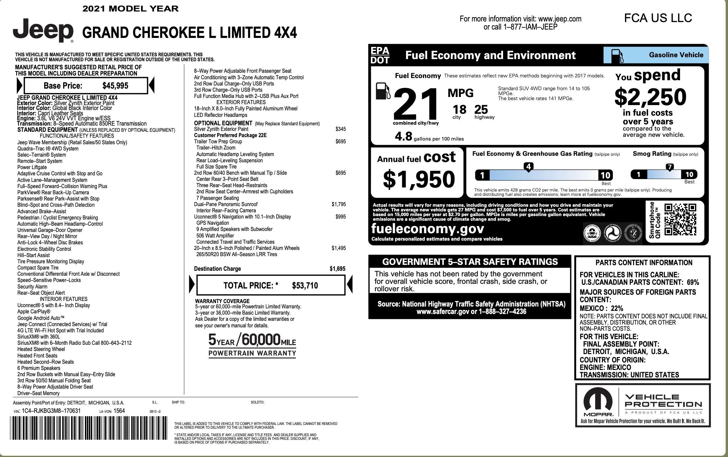 Used 2021 Jeep Grand Cherokee L Limited w/ Trailer Tow Group (B) image 5