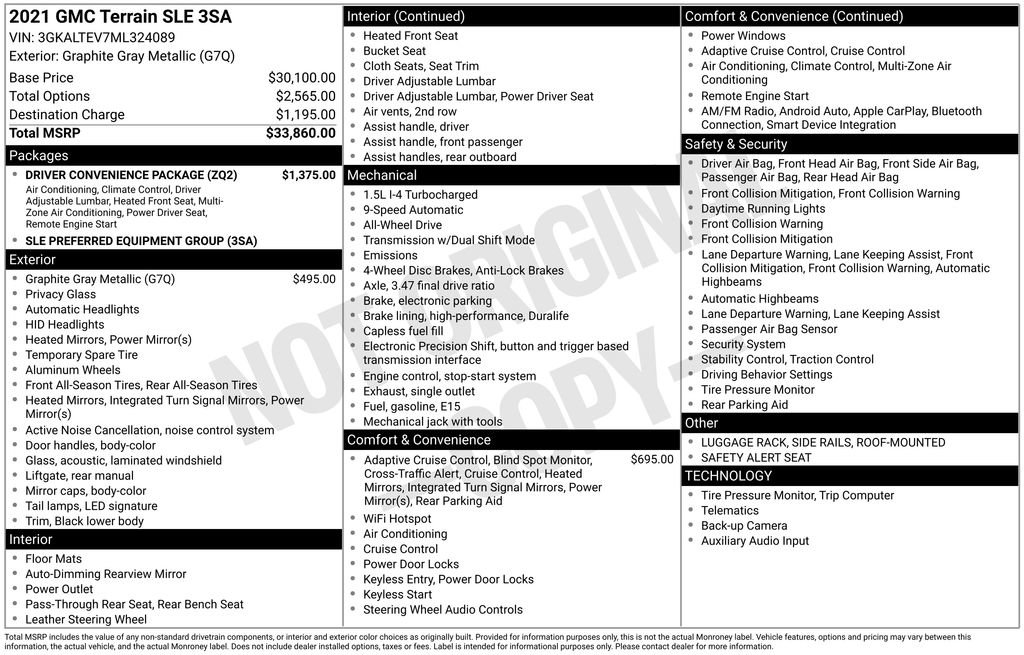 Used 2021 GMC Terrain SLE w/ Driver Convenience Package image 4