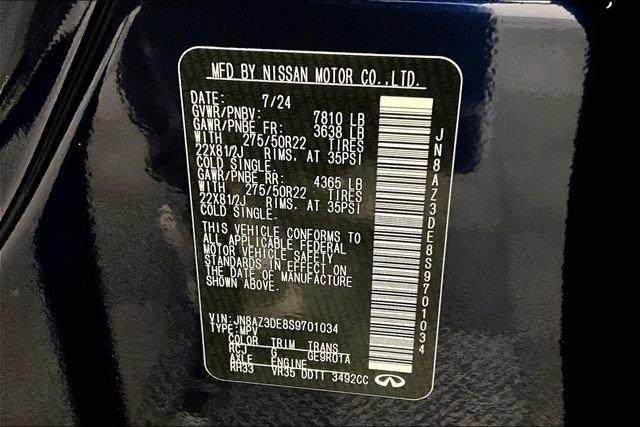 Used 2025 INFINITI QX80 Sensory image 42