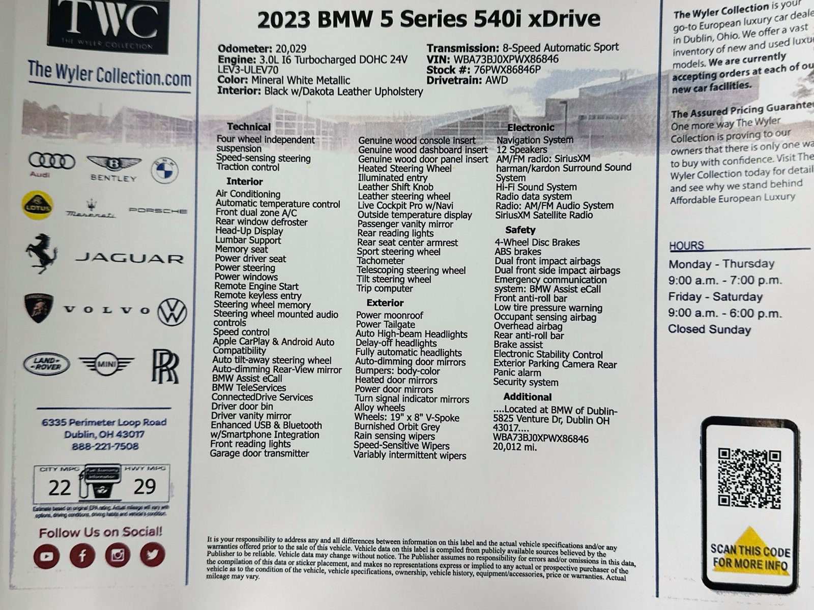 Used 2023 BMW 540i xDrive w/ Premium Package AWD/4WD image 48