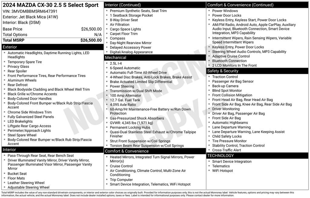 Used 2024 MAZDA CX-30 AWD 2.5 S w/ Select Sport Pkg image 7