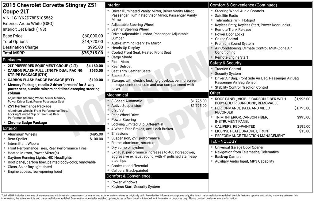 Used 2015 Chevrolet Corvette Stingray Coupe w/ 2LT Preferred Equipment Group RWD image 42