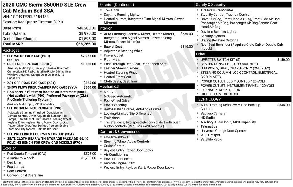 Used 2020 GMC Sierra 3500 SLE w/ SLE Value Package AWD/4WD image 31