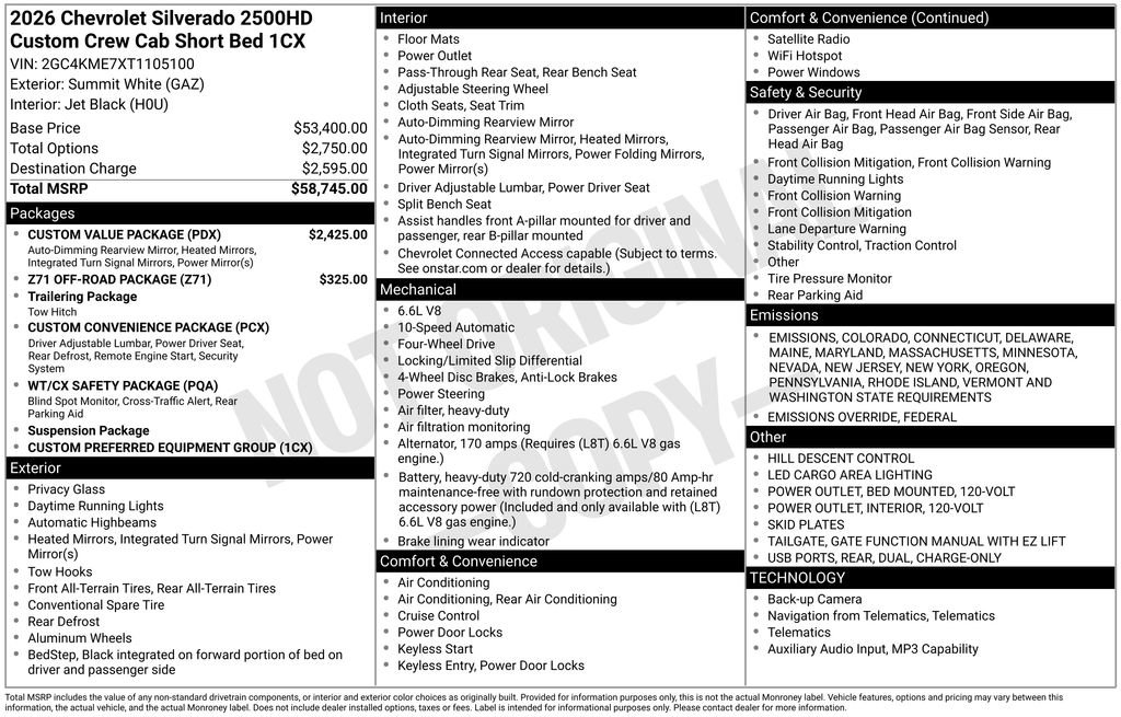 New 2026 Chevrolet Silverado 2500 Custom w/ Custom Value Package image 38