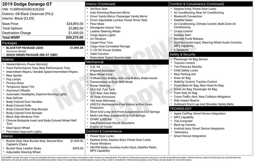 Used 2019 Dodge Durango GT w/ Blacktop Package RWD image 6