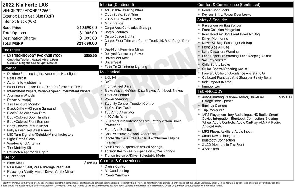 Used 2022 Kia Forte LXS w/ LXS Technology Package FWD image 14