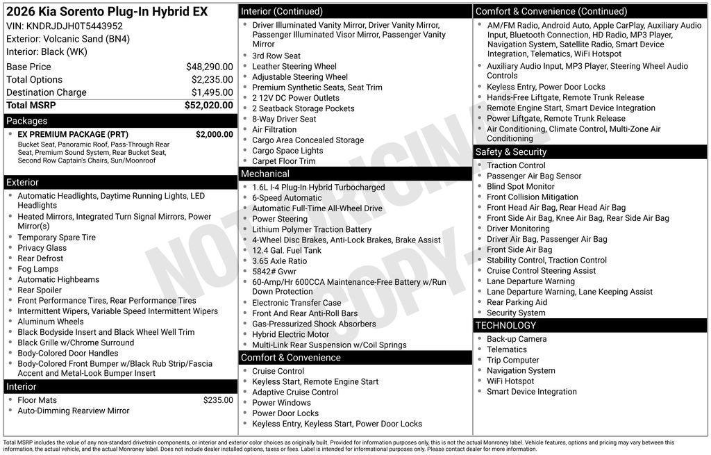 New 2026 Kia Sorento EX w/ EX Premium Package AWD/4WD image 6