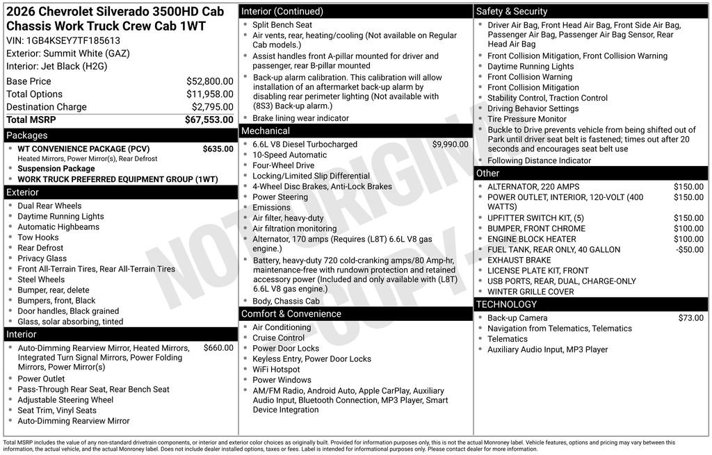 New 2026 Chevrolet Silverado 3500 W/T w/ WT Convenience Package AWD/4WD image 4