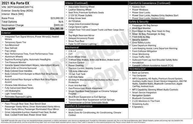 Certified 2021 Kia Forte EX FWD image 3