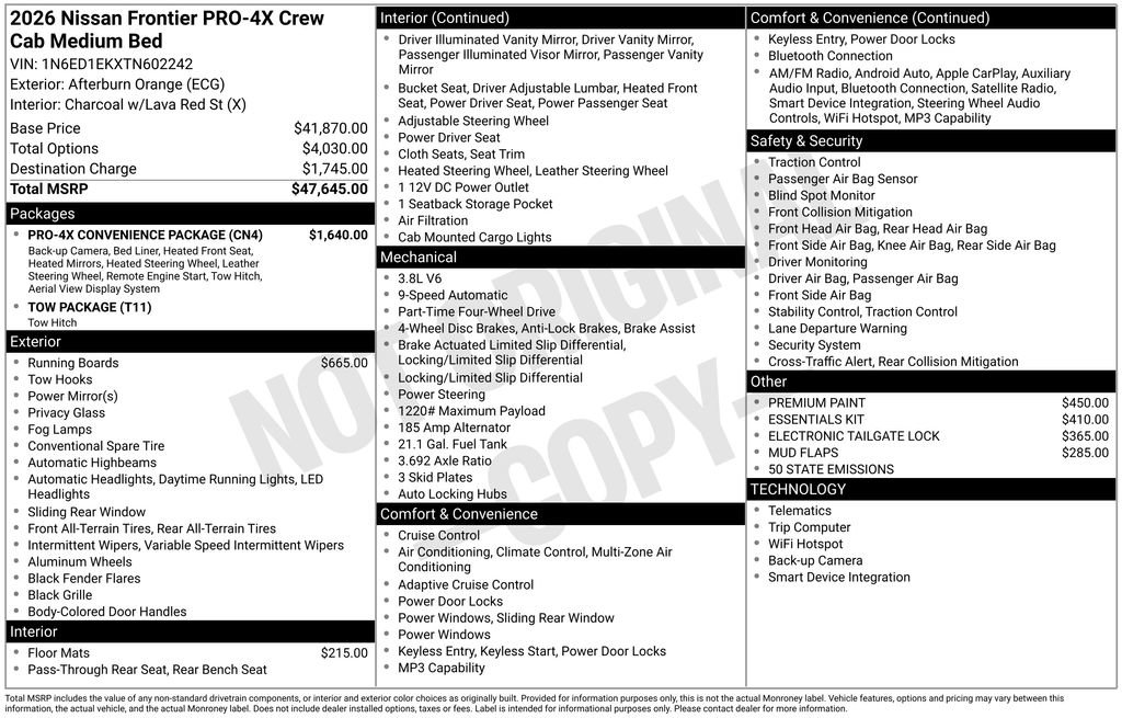 Used 2026 Nissan Frontier PRO-4X w/ Pro-4x Convenience Package AWD/4WD image 30