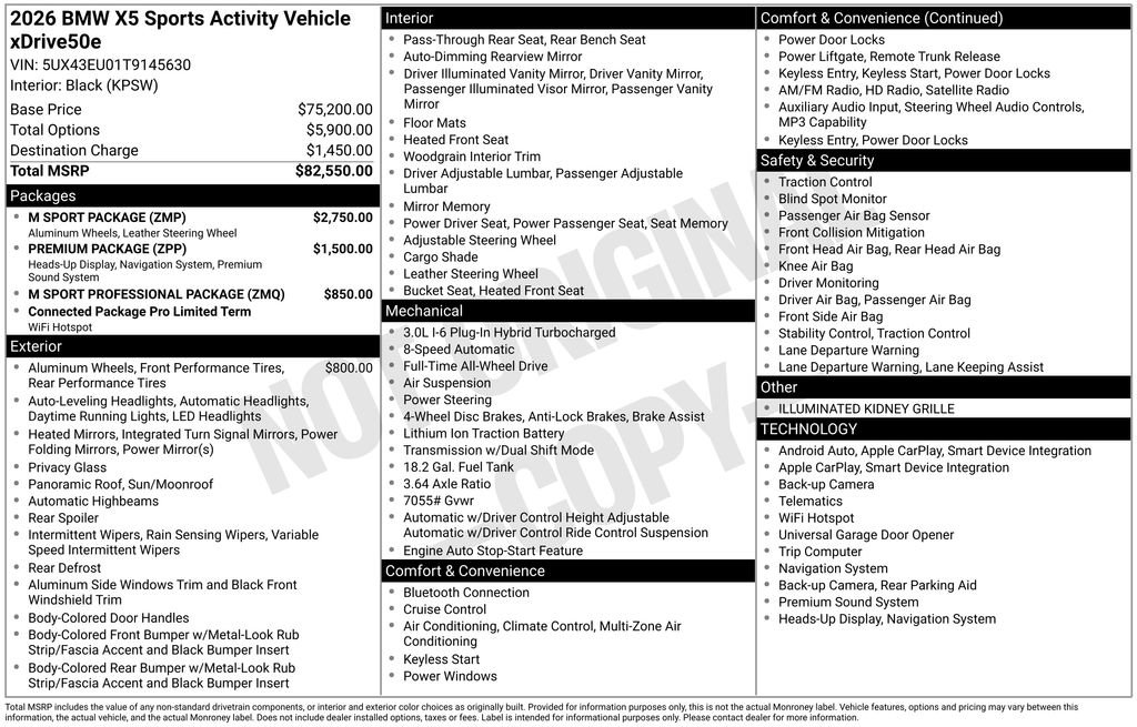 Used 2026 BMW X5 xDrive50e w/ M Sport Package AWD/4WD image 6