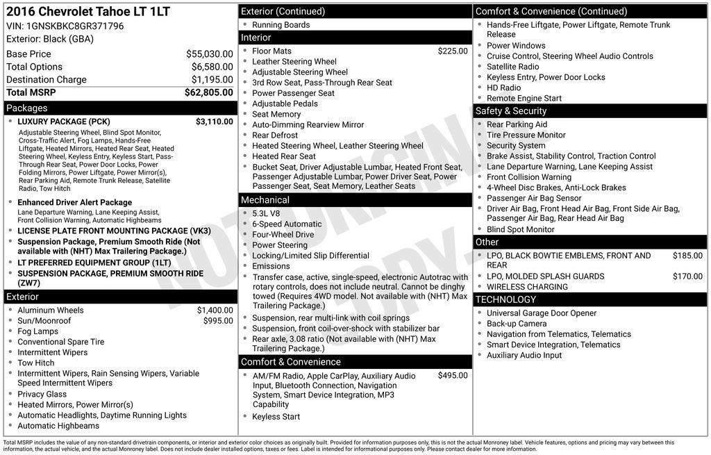 Certified 2016 Chevrolet Tahoe LT w/ Luxury Package AWD/4WD image 44