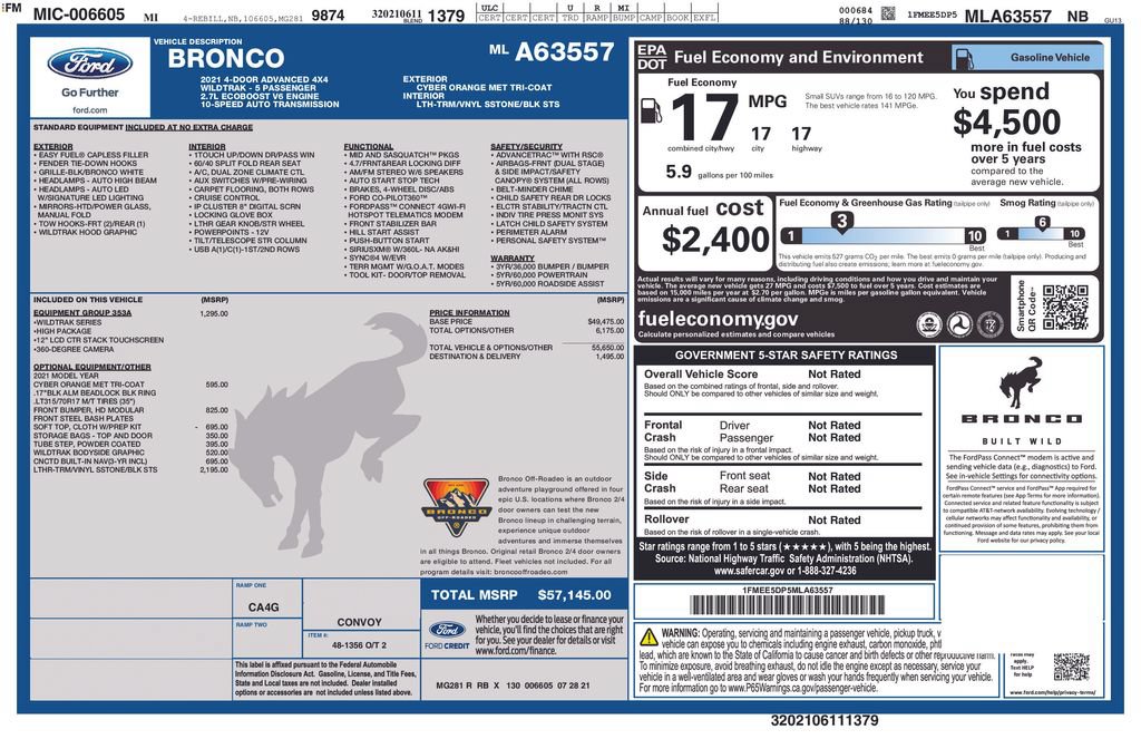 Used 2021 Ford Bronco Wildtrak AWD/4WD image 7