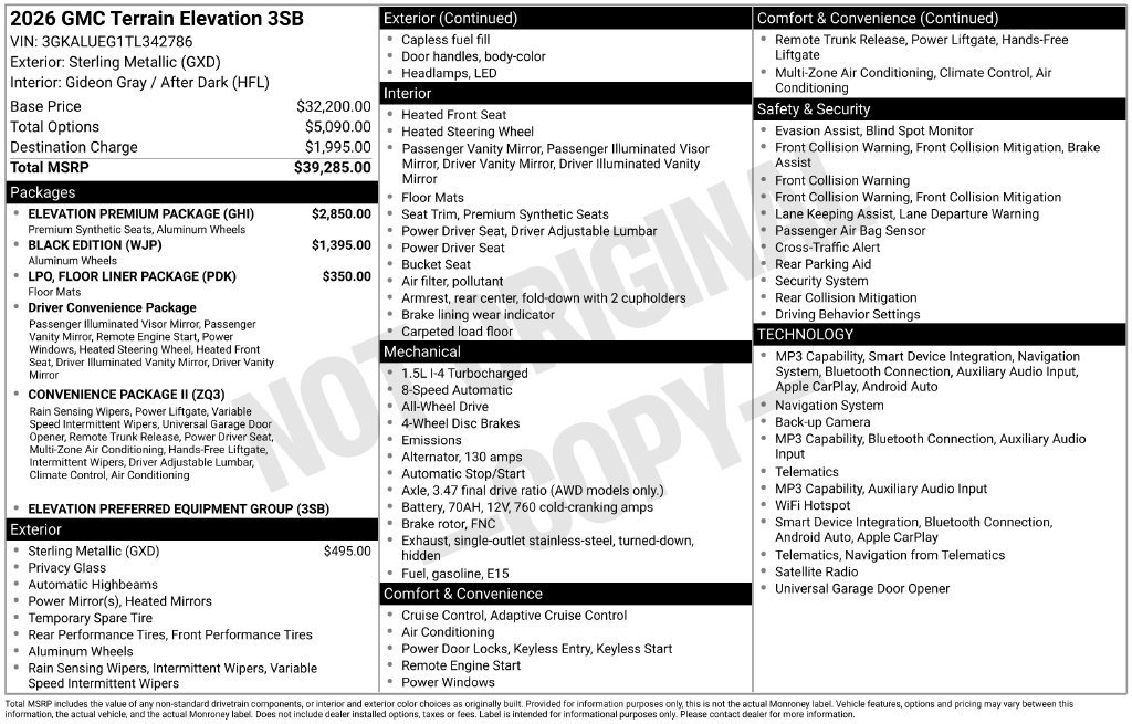 Used 2026 GMC Terrain Elevation w/ Elevation Premium Package AWD/4WD image 2