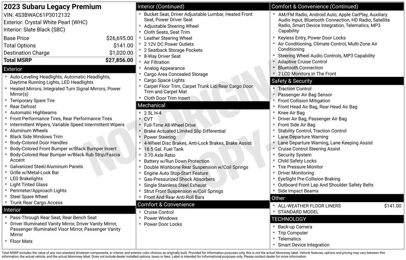 Certified 2023 Subaru Legacy Premium AWD/4WD image 35