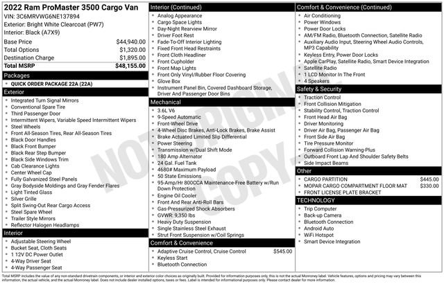 Used 2022 RAM ProMaster 3500 FWD image 4